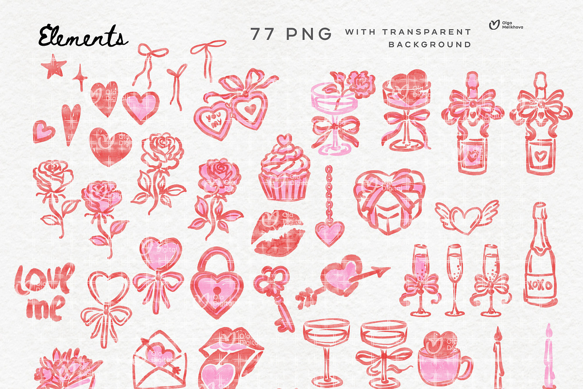 Valentine’s Day Clipart Bundle, a Graphic by ollalya (Photo 2 of 9)