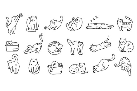 Doodle cats. Cute kitten, hand drawn, an Animal Illustration by winwin.art