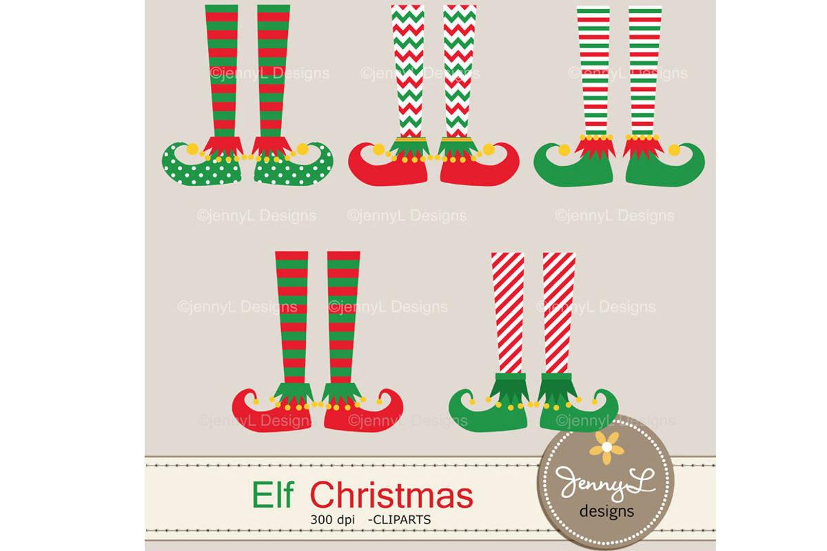 Elf Feet Christmas Clipart, an Illustration by JennyL Designs (Photo 1 of 3)