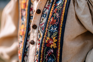 Child in traditional embroidered shirt outdoors, a Person Photo by AlyaAnd