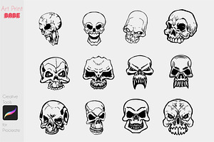 Procreate Skull Tattoo Stamps Brush