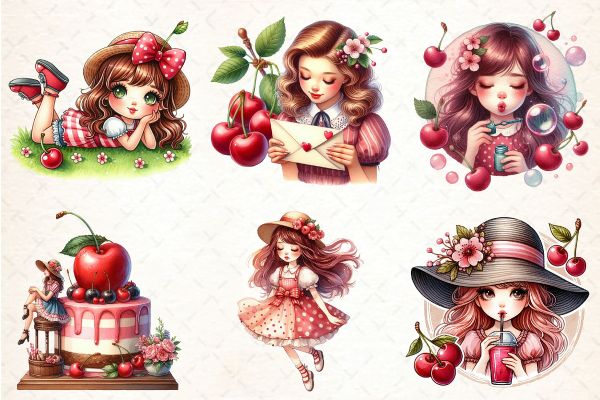 Cherry Girl Sublimation, an Illustration by DreamCafeArt (Photo 2 of 8)