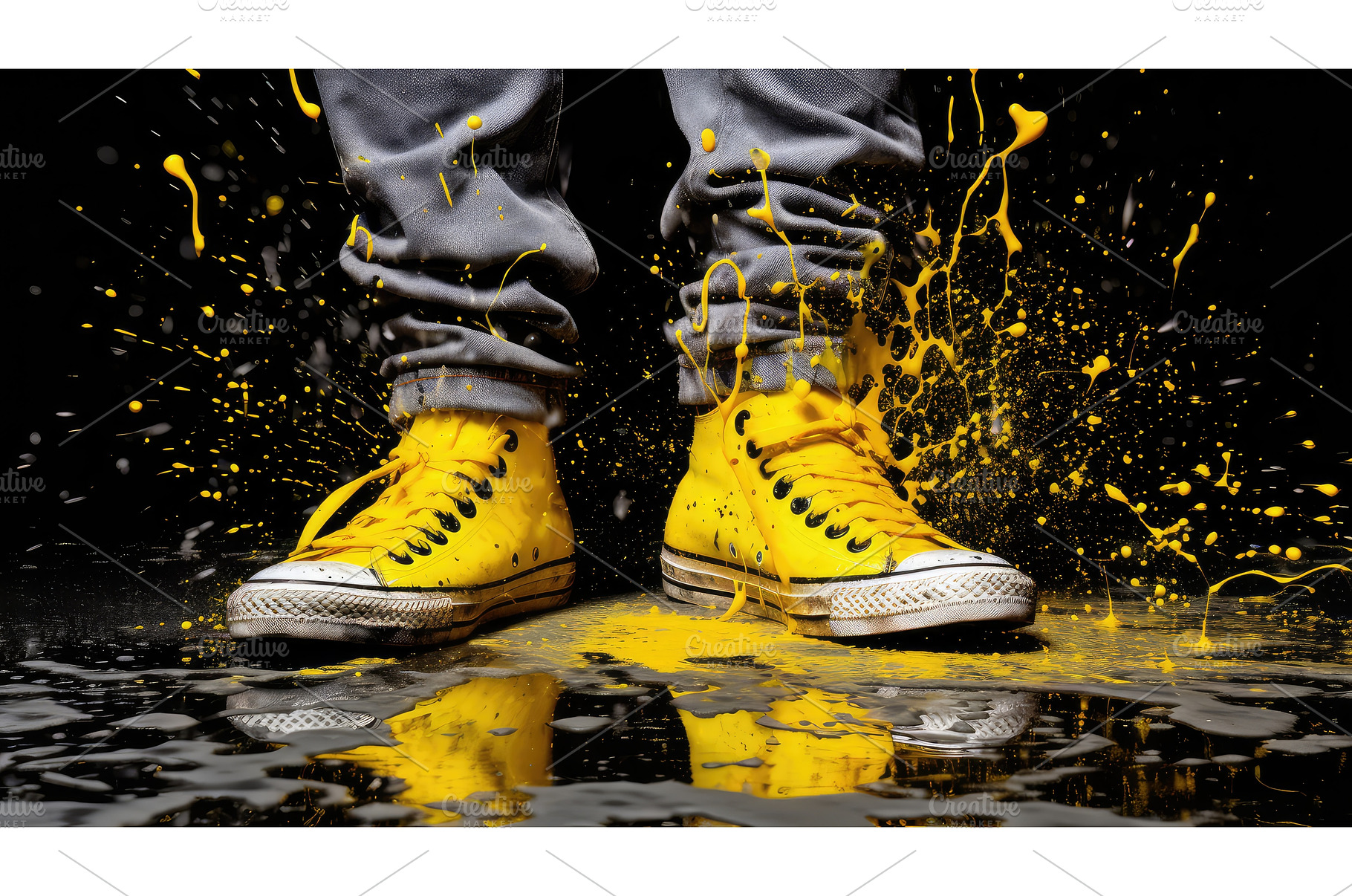 canvas yellow paint splatter ai, a Beauty & Fashion Photo by pikepicture