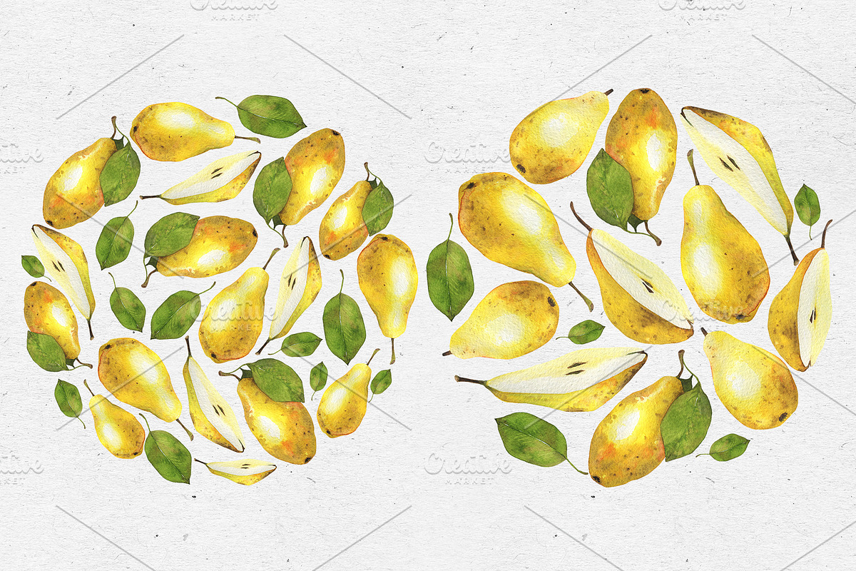 Juice pears. Watercolor collection, a Decorative Illustration by Maria's little shop (Photo 3 of 11)