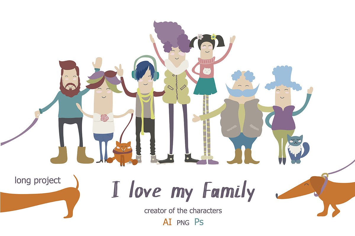 I love my Family!, a Decorative Illustration by tinybunnyshop (Photo 1 of 6)