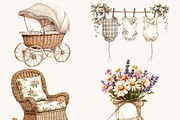Mom and Newborn Baby Clipart, a Person Illustration by BusyDaydesign (Thumbnail 6 of 9)