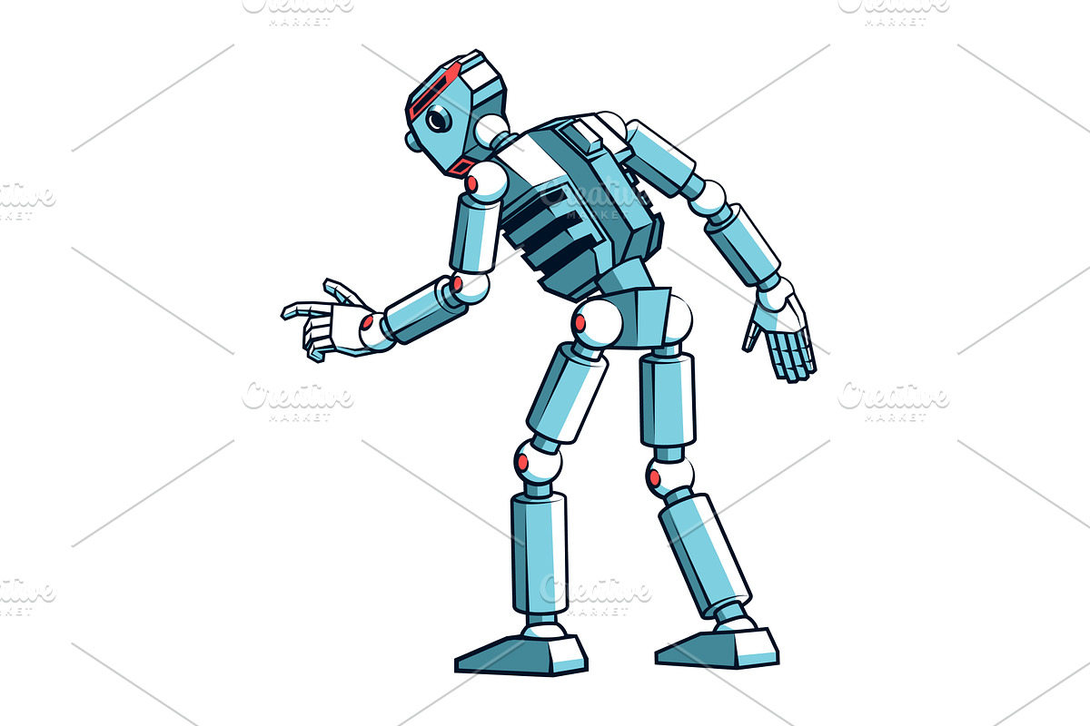 Robot shown from the back, pressing, a Technology Illustration by Agor2012 shop