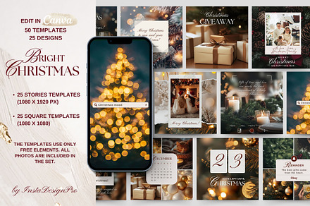 Bright Christmas Instagram Templates, a Social Media Template by InstaDesignPro