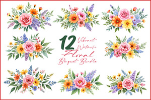 Vibrant Floral Watercolor Bouquet, an Illustration by hafijul