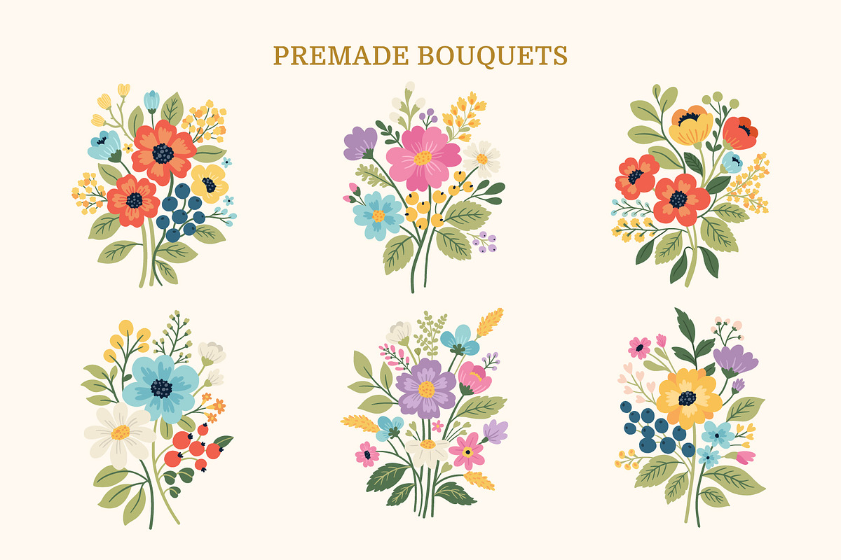 Spring Florals | Clipart and Pattern, a Decorative Illustration by Leysan Shayak (Photo 3 of 12)