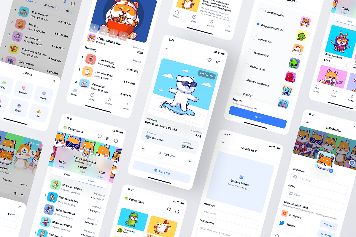 MEGANFT - NFT Marketplace App UI Kit, an UI Kit Template by UIMEGA (Photo 4 of 6)