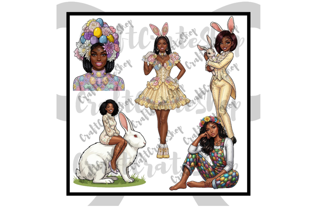 Black Woman Easter Clipart Bundle, an Illustration by CraftCrateShop (Photo 4 of 8)