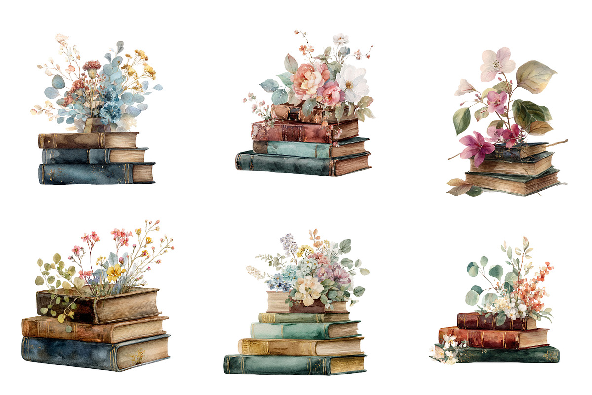 Watercolor Botanical Books Clipart, an Illustration by Designworld (Photo 3 of 6)