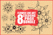 Hand Drawn Floral Coloring Pages, an Illustration by hafijul (Thumbnail 1 of 9)