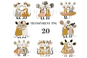 20 Sister Mouse Clipart PNGs, an Animal Illustration by Pati Charm Studio (Thumbnail 3 of 8)