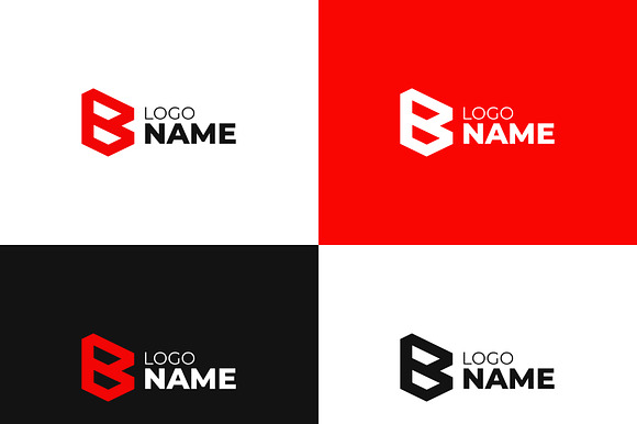 Modern Red Geometric B Letter Logo