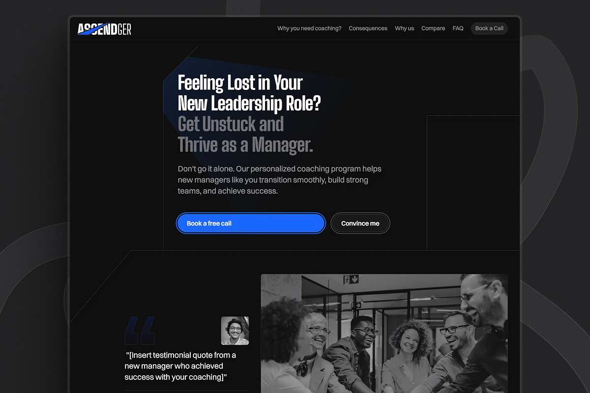 Ascendger: Framer Template for Coach, a Landing Page Template by hueMubin (Photo 3 of 10)