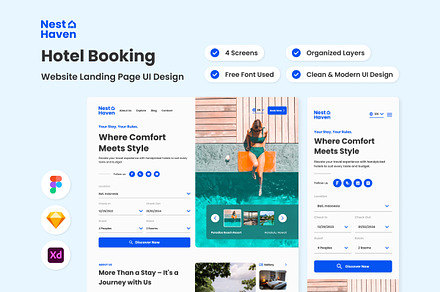 Nest Haven - Hotel Booking Landing, a Landing Page Template by twinstd