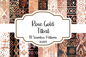 Rose Gold Tribal Seamless Patterns, a Pattern Graphic by PrintablesByFranklyn