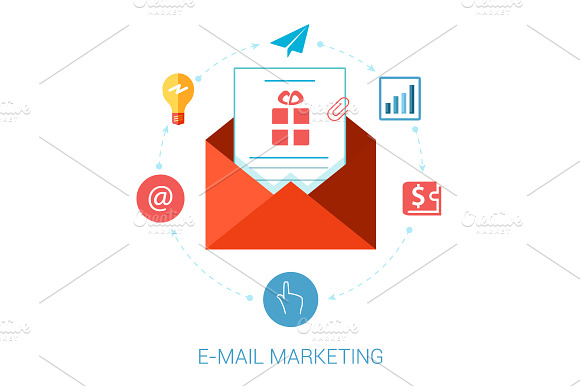 Flat design icons for e-mail. preview 2