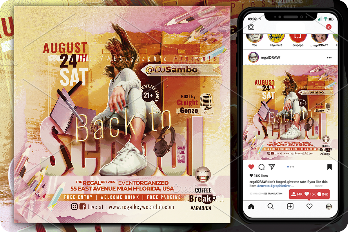 Back to School Party Flyer, a Flyer Template by regalDRAW (Photo 1 of 2)