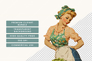 Retro Gardening Pinup Girl Clipart, a Person Illustration by BusyDaydesign (Thumbnail 7 of 9)