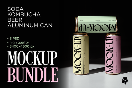 Soda|Kombucha|Beer Can Mockup, a Packaging Mockup by ROLIK SHOP