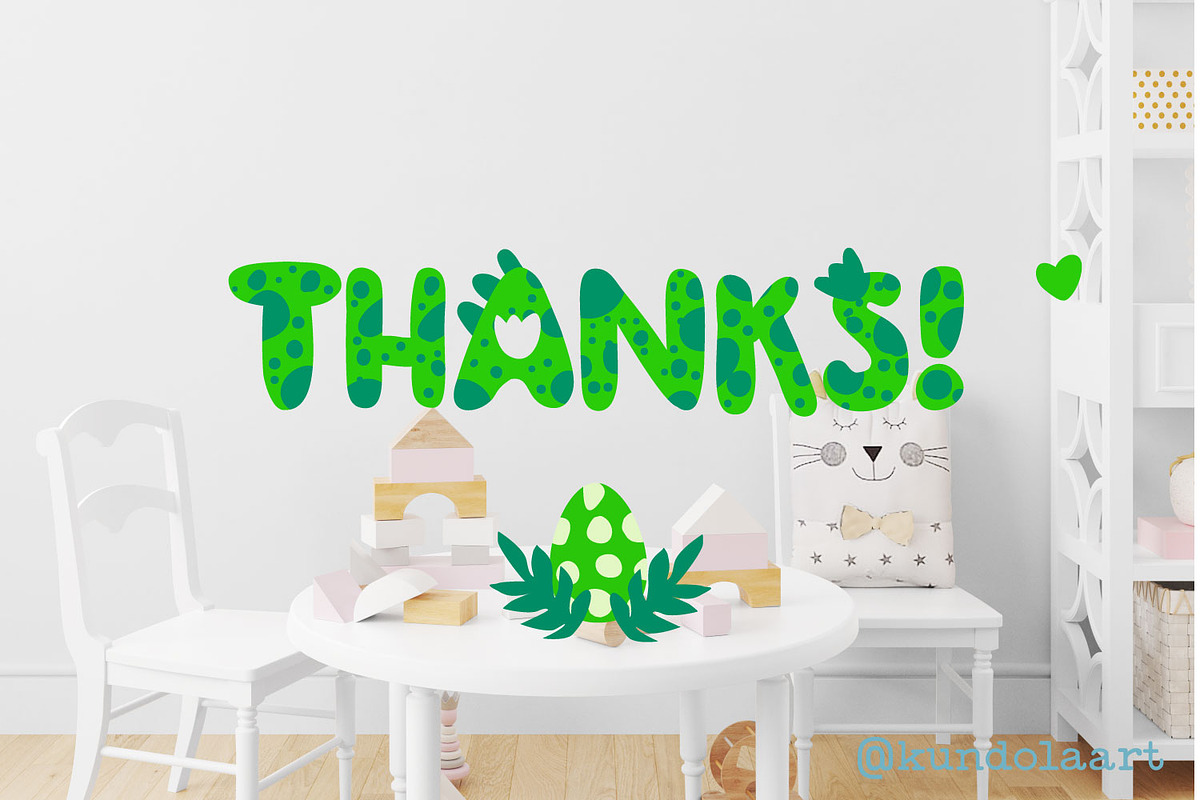 Dino green Font. Color cute dinosaur, a Font by KundolaArt (Photo 12 of 12)