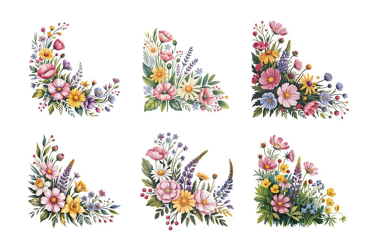 Boho Watercolor Floral Clipart Set, a Decorative Illustration by ForhadGFX (Photo 9 of 12)
