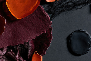 Dark tactile Halloween background with torn paper and wax seal, an Abstract Photo by José Manuel Gelpi