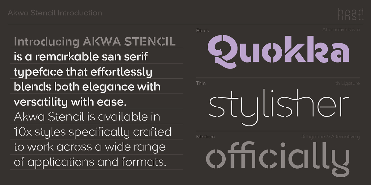 Akwa Stencil, a Sans Serif Font by HeadFirst (Photo 3 of 36)