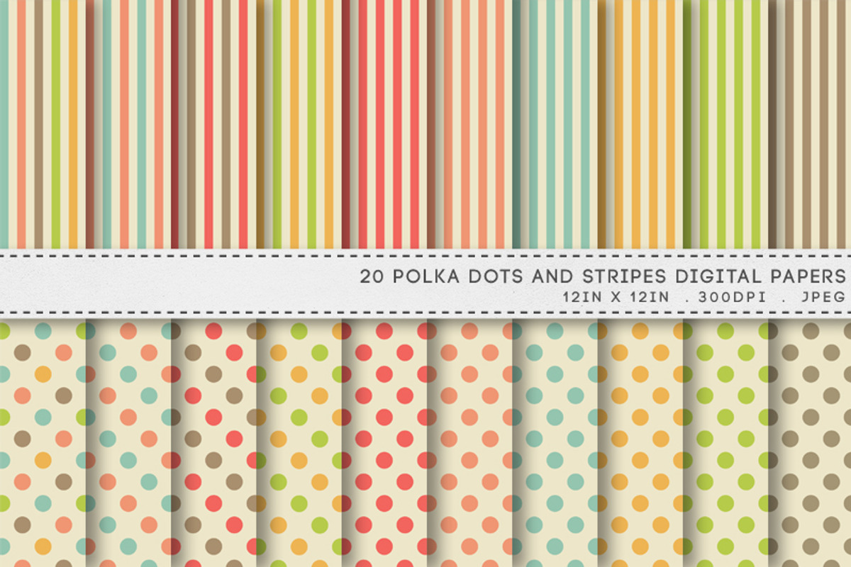 Polka Dots And Stripes Digital Paper
