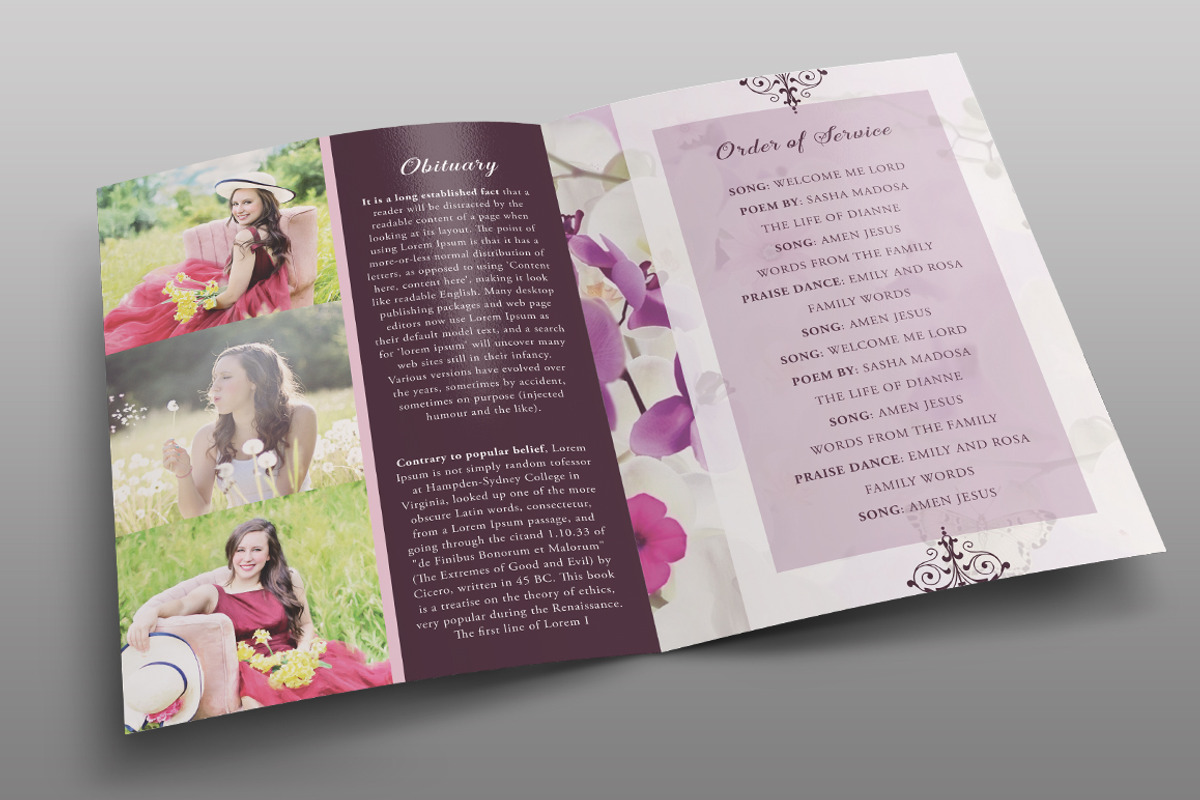 Orchid Funeral Program, a Brochure Template by Royallove (Photo 2 of 5)