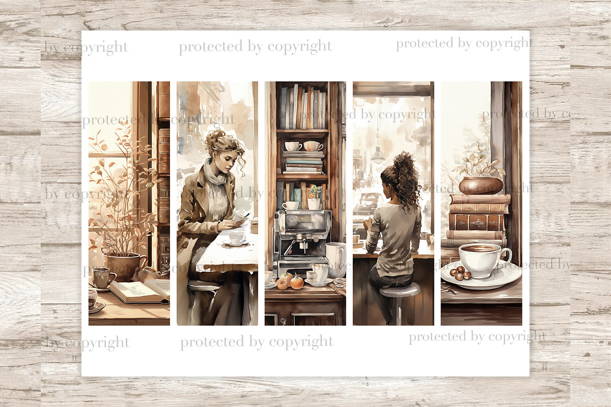 Coffee House Bookmarks Print And Cut, a Food Illustration by GlamArtZhanna (Photo 2 of 3)