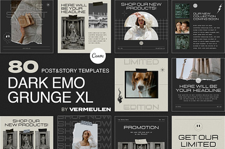 Instagram Social Media CANVA Grunge, a Social Media Template by Vermeulen Design Studio