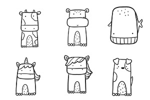 Abstract Animals Outlines Set 1