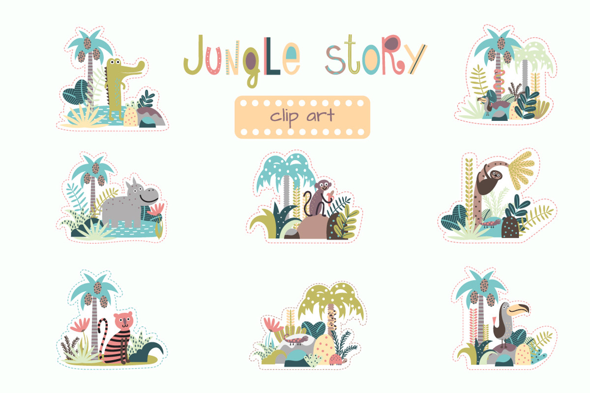 Childrens set with tropic forest, an Object Graphic by rosypatterns (Photo 3 of 4)