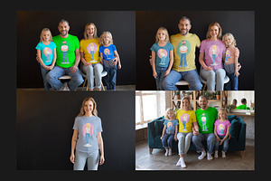 Happy Family T-Shirt Mock-Up Set