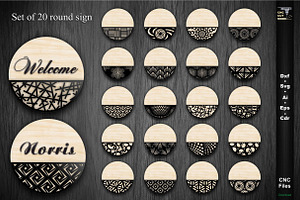 20 Svg round welcome and family sign