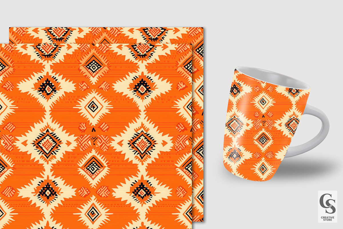 Fall Aztec Pattern Digital Papers, a Pattern Graphic by Creative Store (Photo 2 of 5)