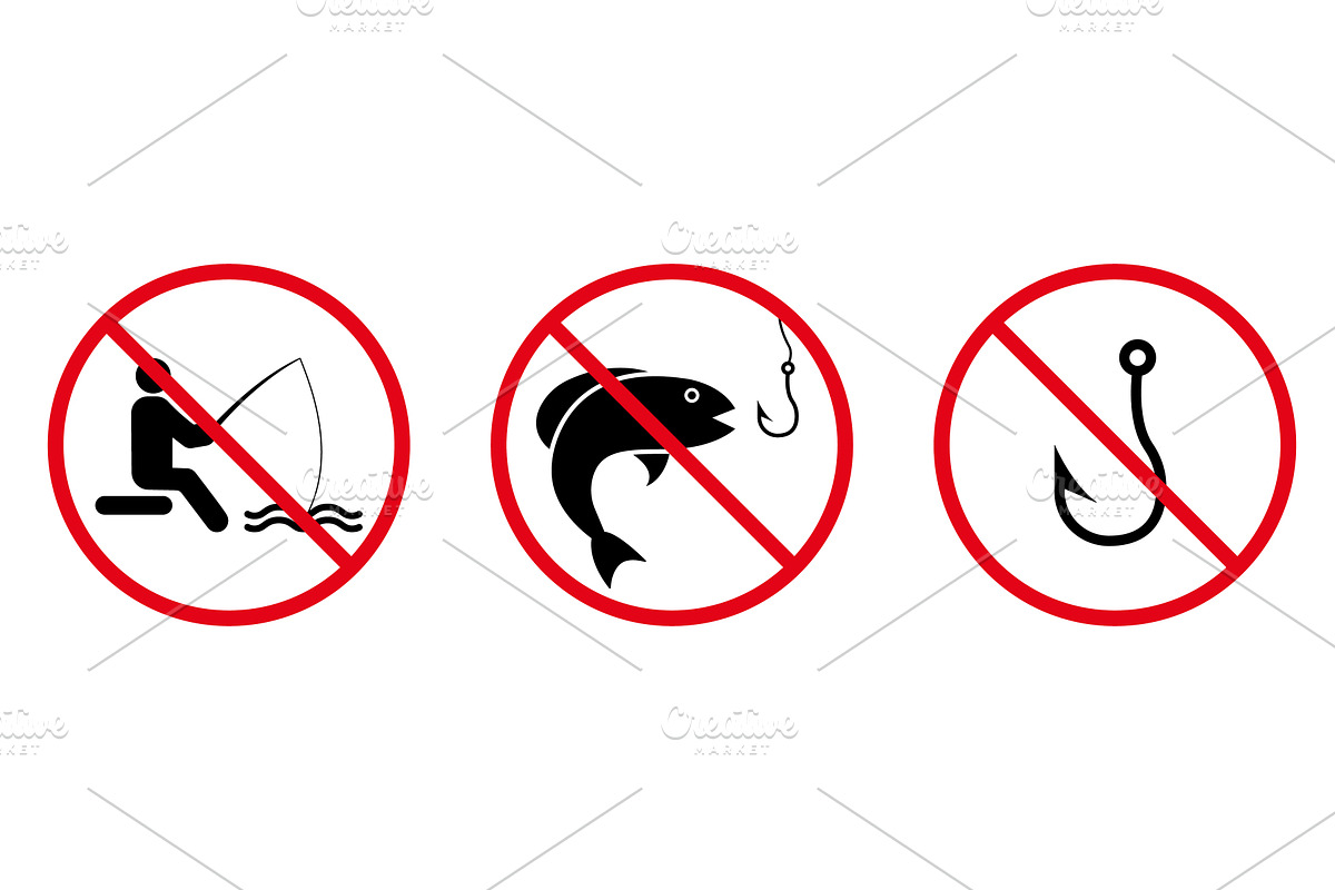 Forbidden Fishing Hook Sign, an Animal Illustration by Vector Creator