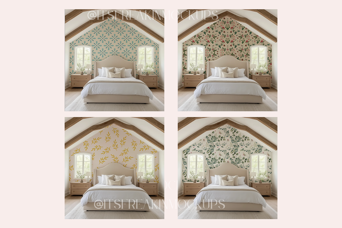 Bedroom Wallpaper Mockup Bundle, a Household Mockup by ItsFreakinMockups (Photo 2 of 5)
