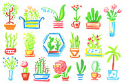 Cute Potted Flowers Pastel Clipart, a Decorative Illustration by RabbitAndPencil (Thumbnail 2 of 5)