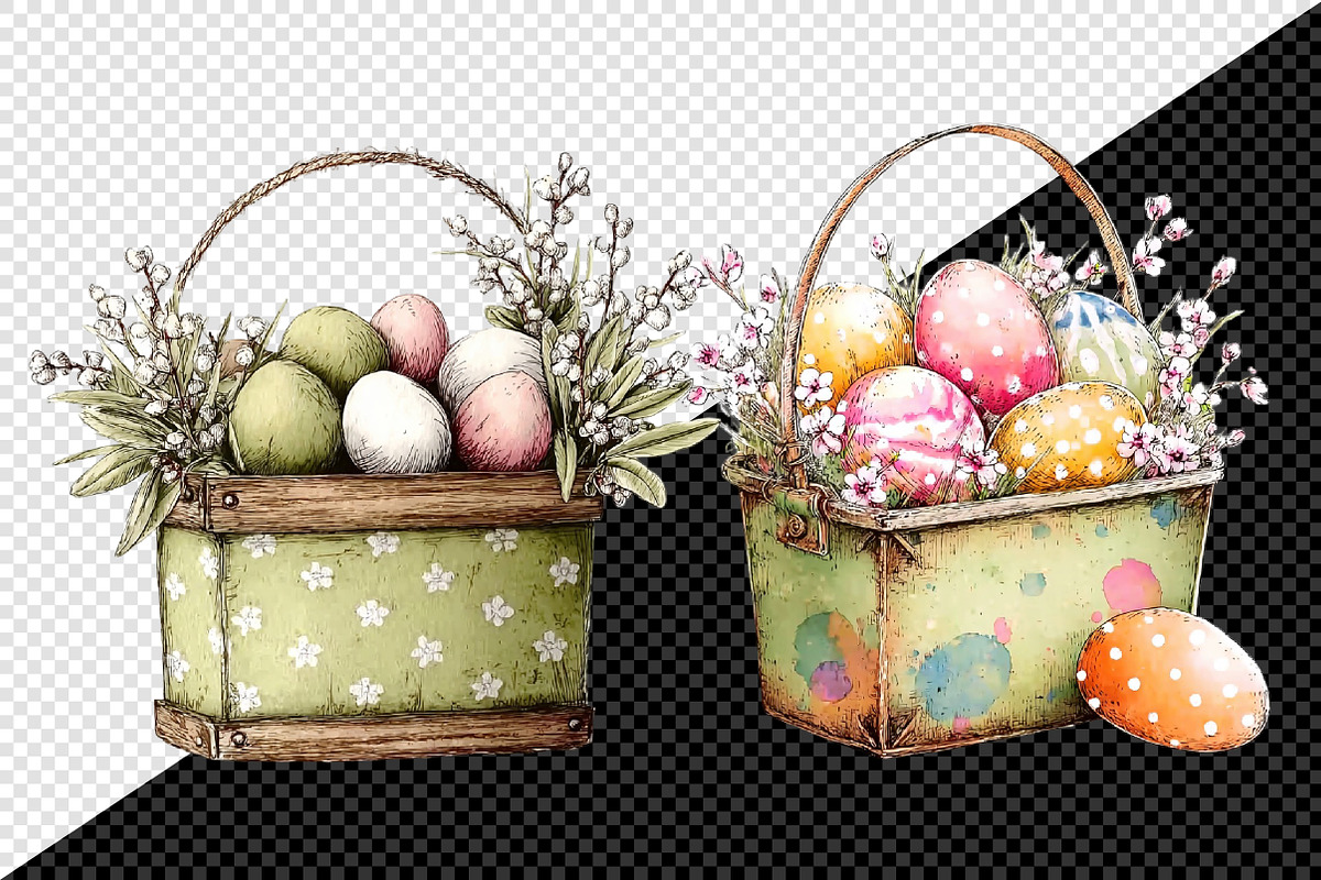 Whimsical Easter Basket Png Clipart, an Illustration by Creative Art (Photo 3 of 8)