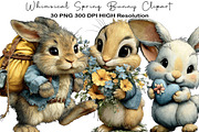 Whimsical Spring Bunny Clipart, an Illustration by Black Bird Studio (Thumbnail 1 of 5)
