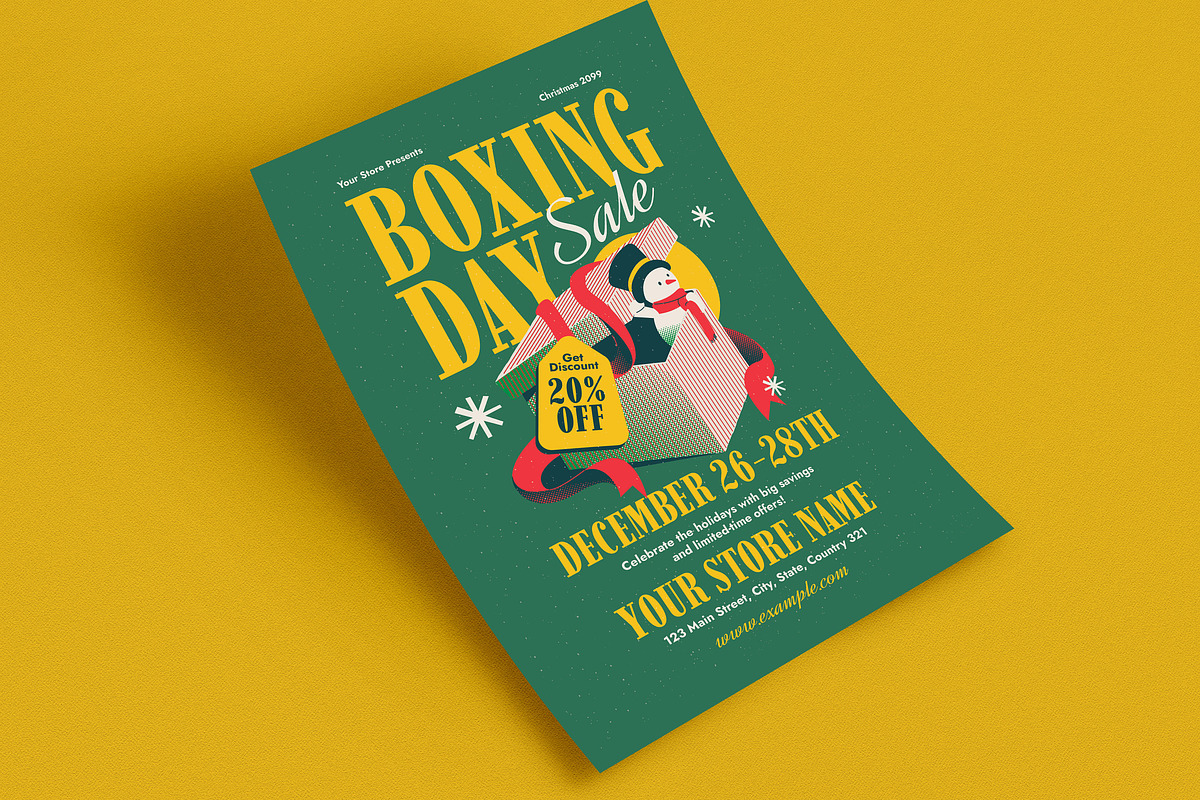 Green Christmas Boxing Day Flyer preview 3