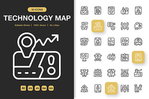 Technology Map Icons, an Icon by Spacepixel Creative