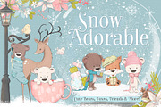 Christmas Woodland Animal Clipart, an Illustration by Pretty Little Lines (Thumbnail 1 of 12)