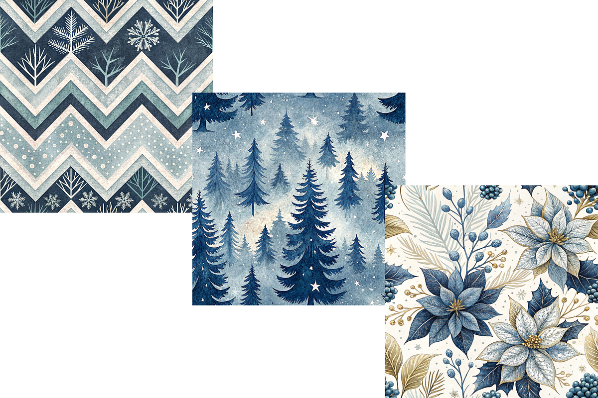 Elegant Winter Holiday Pattern Set