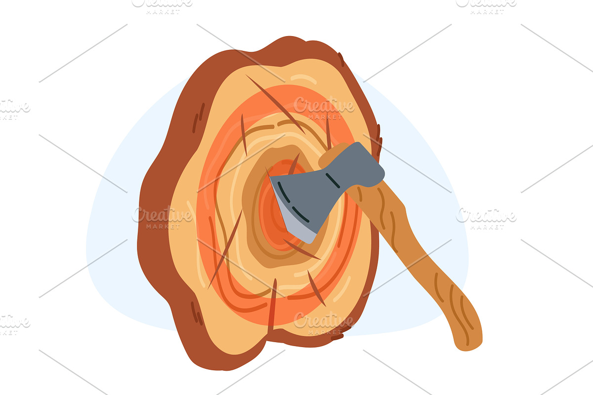 Throwing axe at wooden target made, an Object Illustration by Vectorbuum